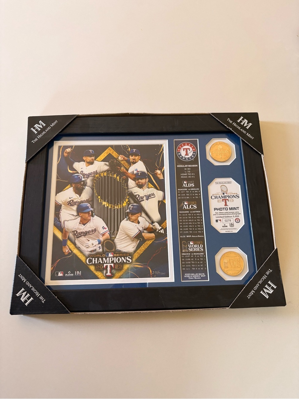 Highland Mint Texas Rangers Champions Framed Photo Mint - Blue & Gold